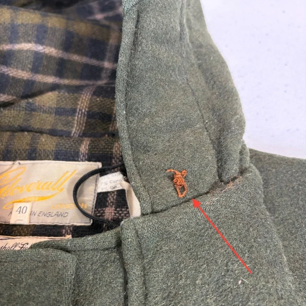 Gloversall‎ London Duffle Coat Hooded Wool Toggle Gold Label Green 40 VTG 60's